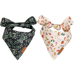 Remy+Roo Holly Set dog bandanas folded for festive style and easy wear