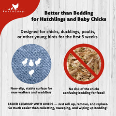 RentACoop leakproof lining keeps bedding contained in the chick brooder