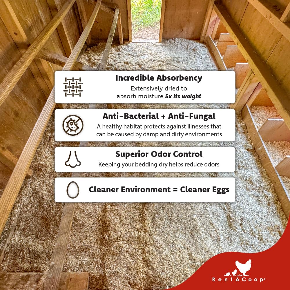 RentACoop nesting-box-application bedding ideal for nesting spaces and litter in enclosures.