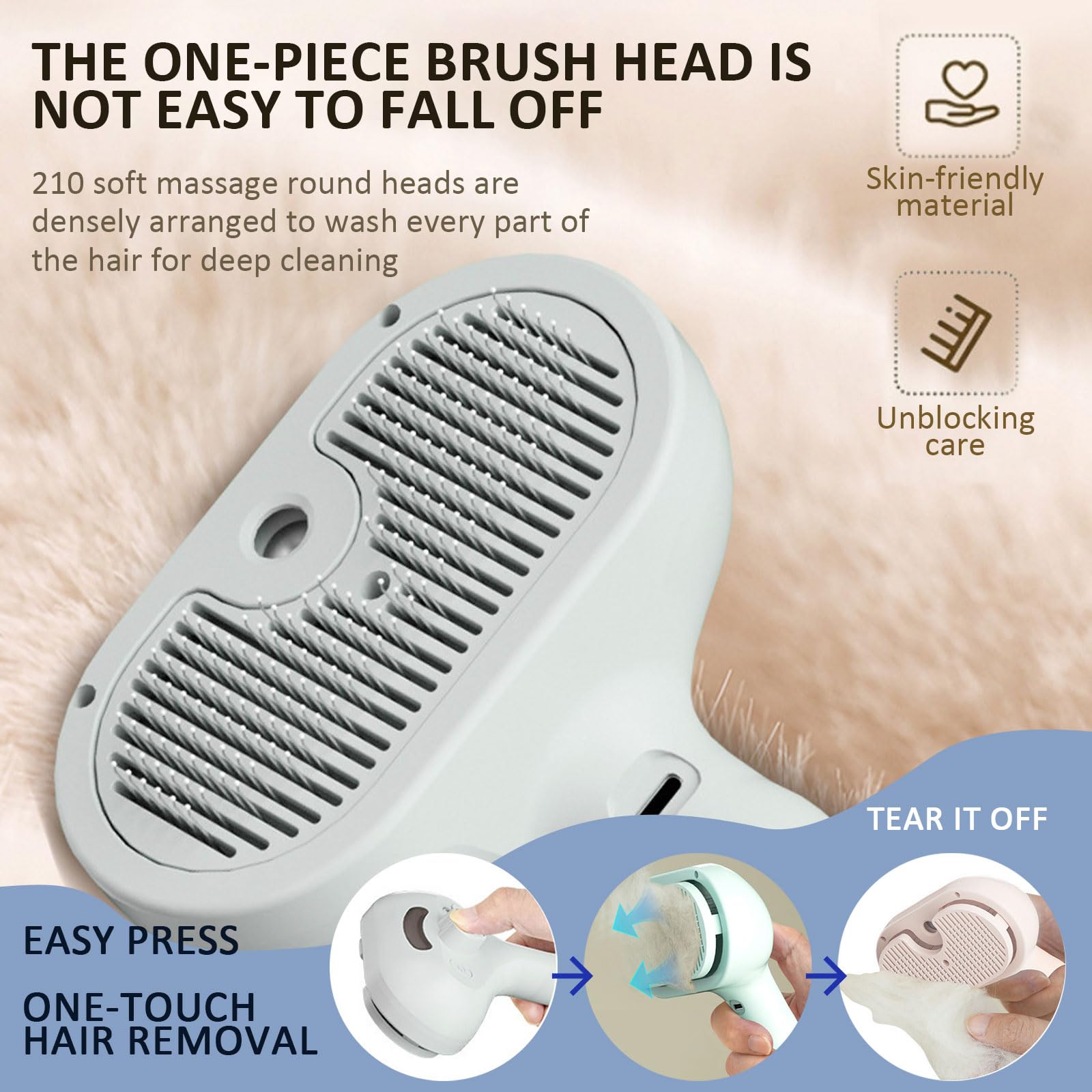 ReNu Dog Brush anti-static design reduces static electricity for tangle-free brushing.