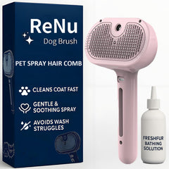 ReNu Dog Brush Fresh Fur Shower Brush pink handle for easy bath-time grooming