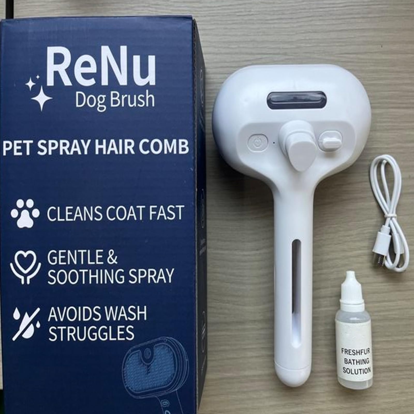 ReNu Dog Brush happy-pet cuddles pink after grooming with fresh fur feel