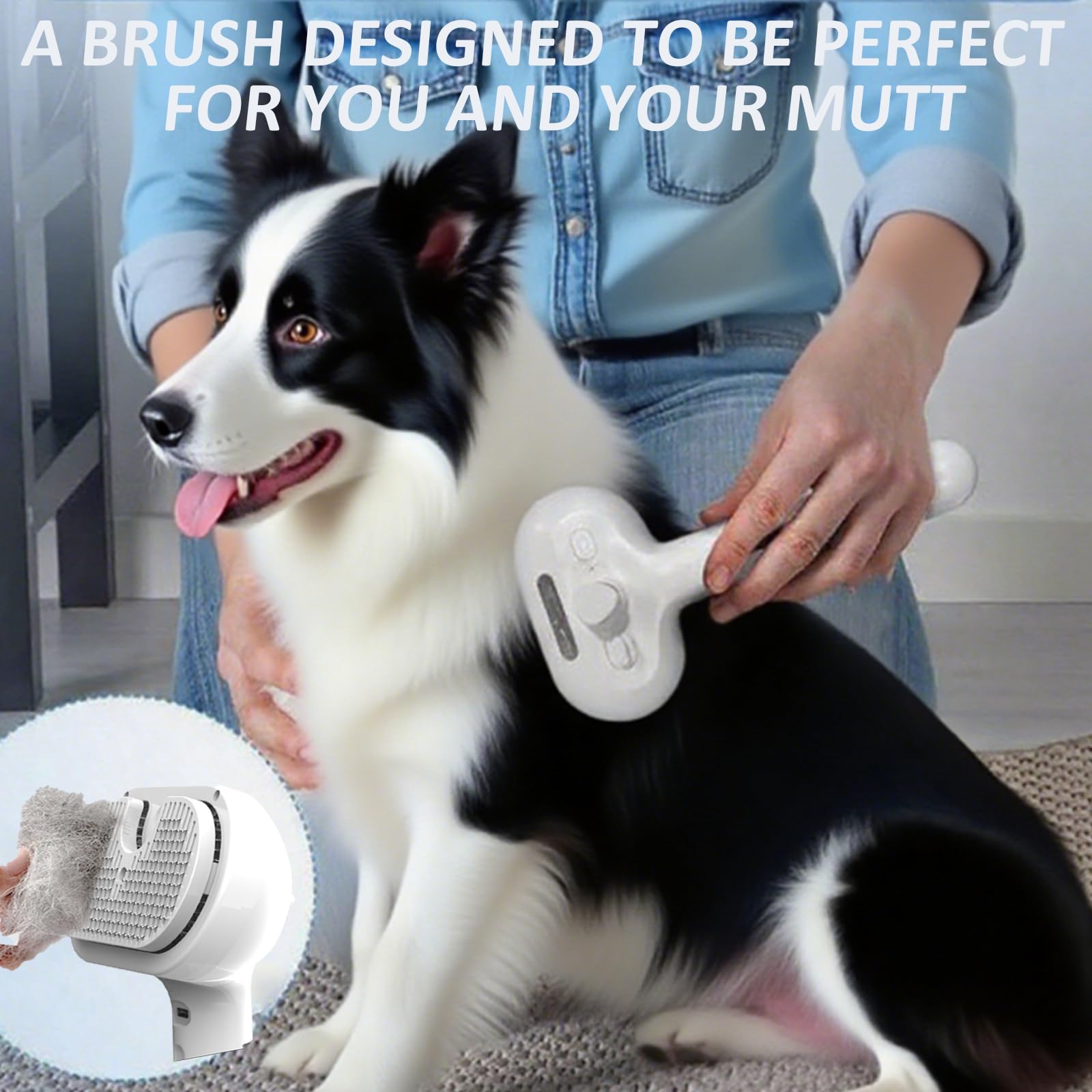 ReNu Dog Brush self-cleaning steam button pink simplifies cleanup after brushing sessions