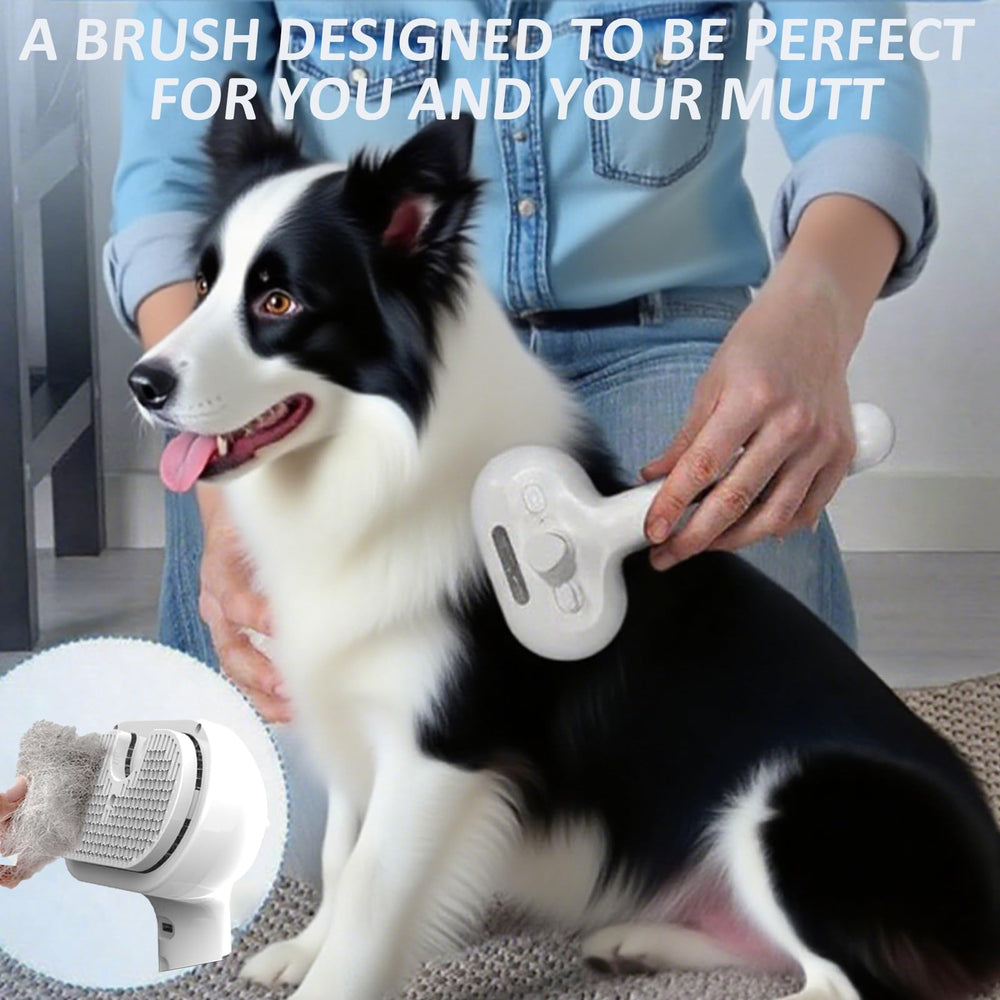 ReNu Dog Brush self-cleaning steam button pink simplifies cleanup after brushing sessions