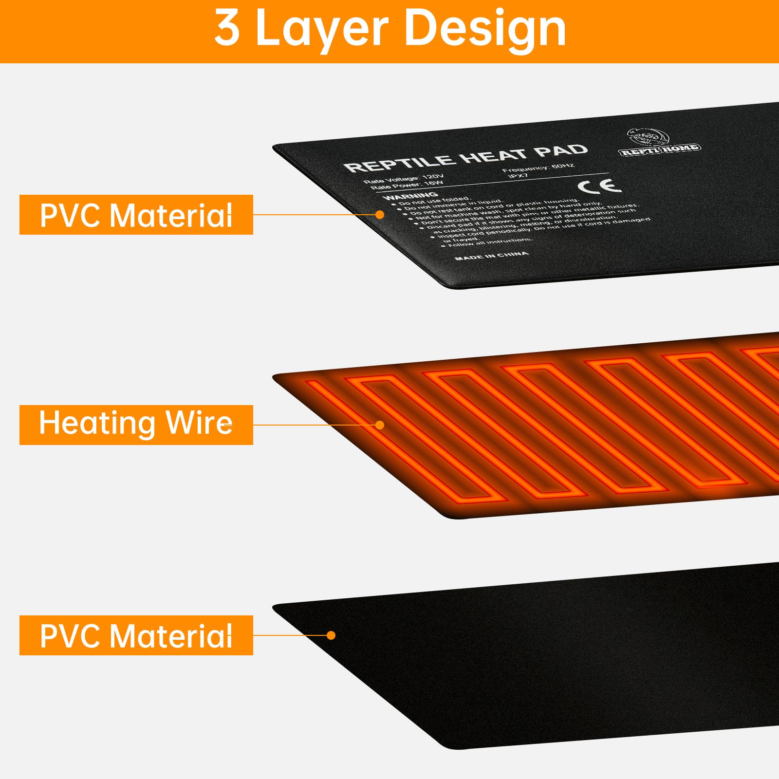 REPTI HOME heat-diffusion design shows even heat across terrarium for consistent basking.
