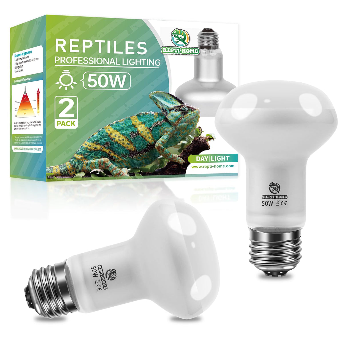 REPTI HOME reptile heat lamp 50W basking-lamp delivers targeted warmth for active basking sessions.