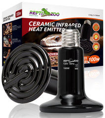 REPTI ZOO 100W ceramic heat emitter shown in terrarium for steady reptile warmth