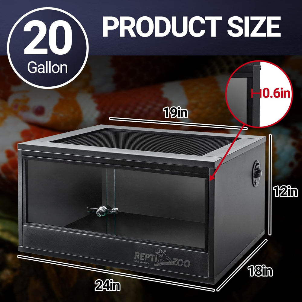 REPTI ZOO 20-gallon PVC terrarium side profile showing lightweight design