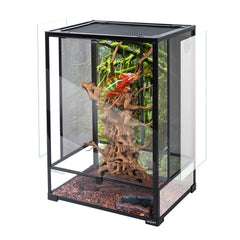REPTI ZOO 24x18x36 front view terrarium offers clear visibility for easy observation and feeding.