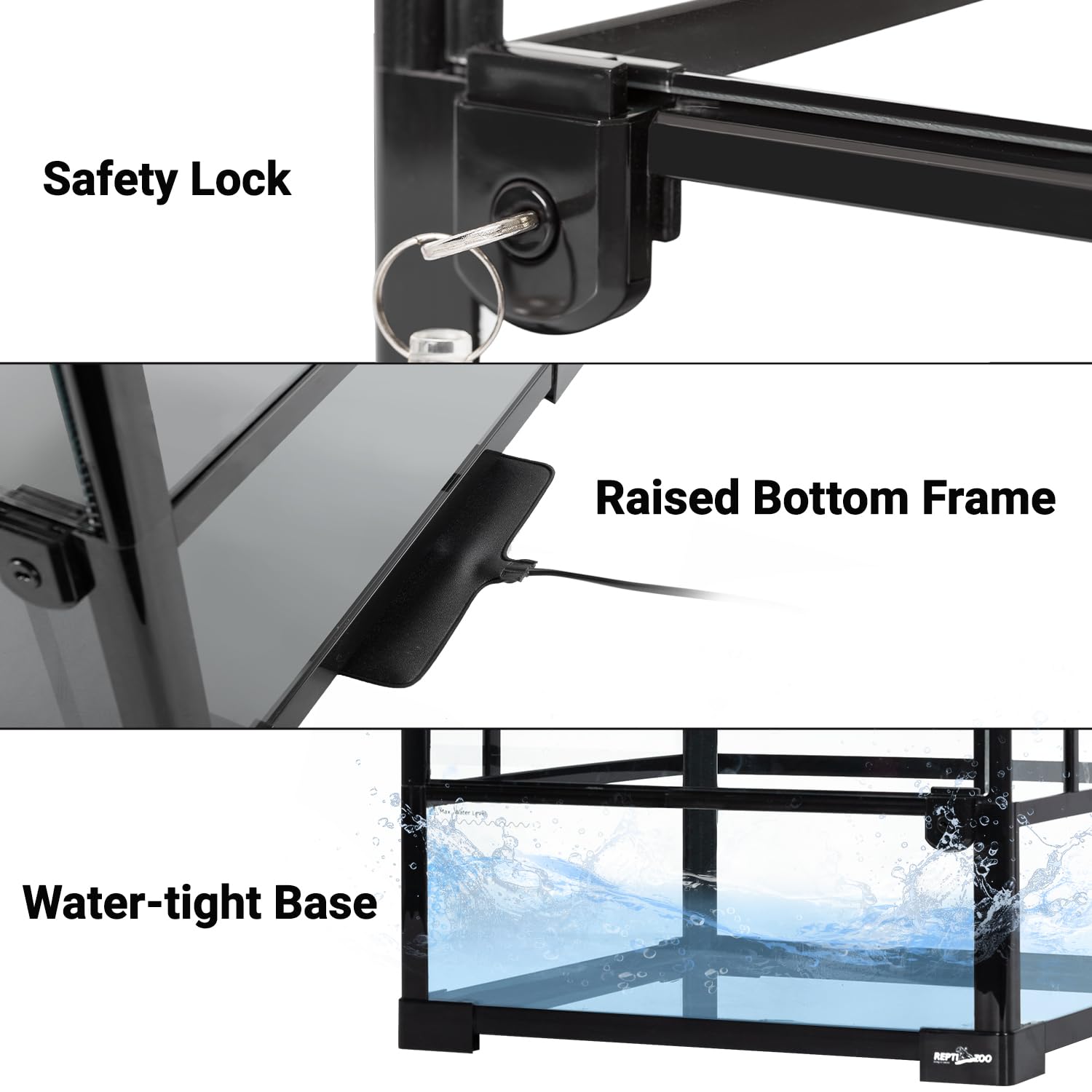 REPTI ZOO 30-gallon side mesh ventilation panels improve air exchange.