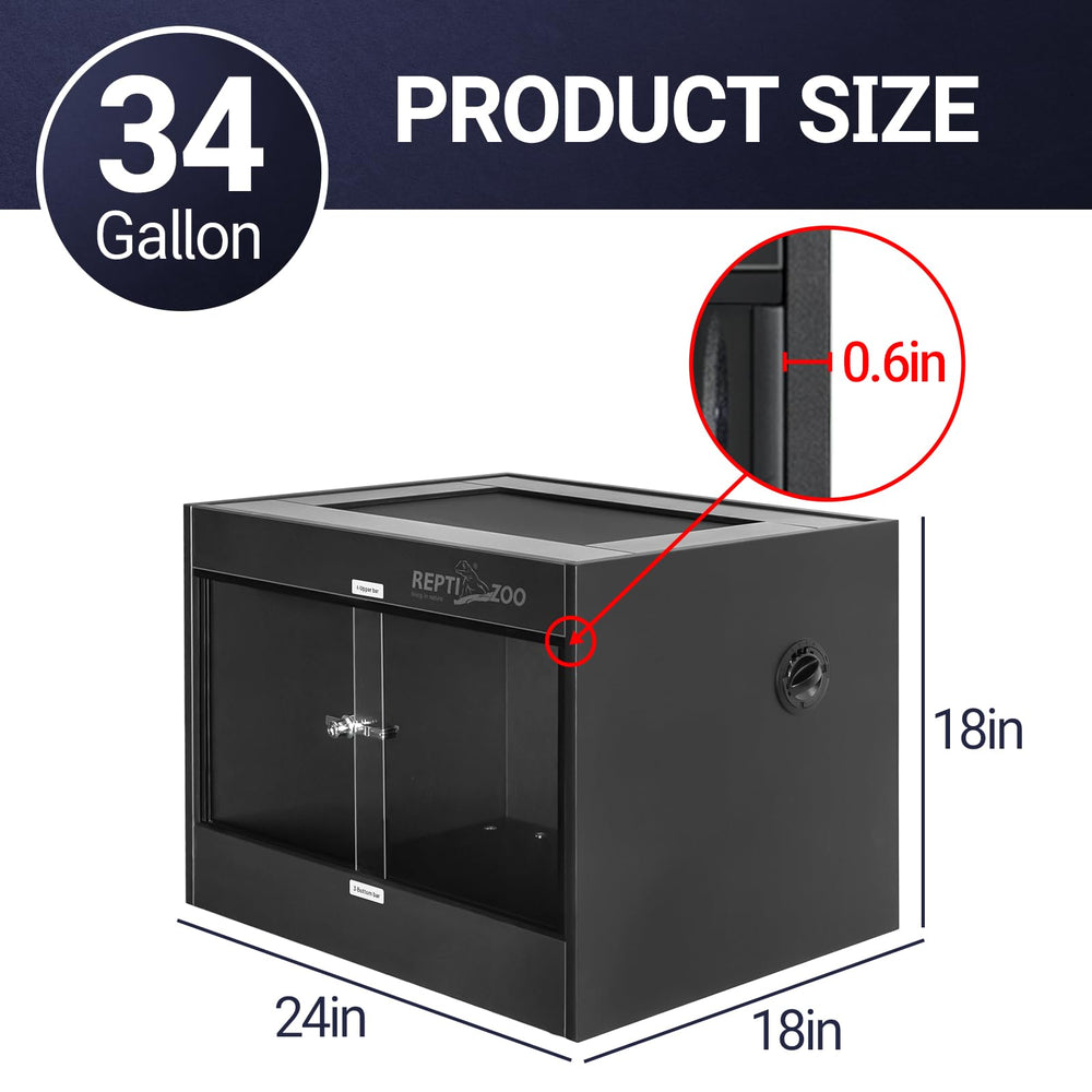 REPTI ZOO 34-gallon PVC terrarium top ventilation screen promoting airflow and UV exposure