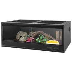 REPTI ZOO 35-gallon PVC tank front view supports stable temperatures for reptiles.