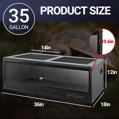 REPTI ZOO 35-gallon PVC tank top view shows compact footprint for easy placement.
