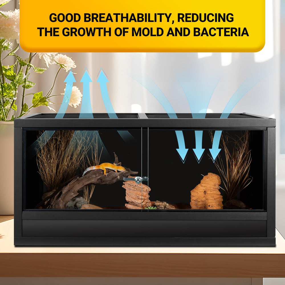 REPTI ZOO 50 gallon wooden tank top mesh vent enables airflow and light penetration