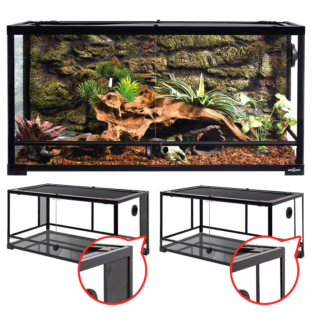 REPTI ZOO 50 Gallon terrarium front view shows spacious habitat for larger reptiles
