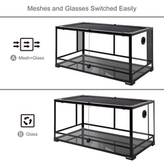 REPTI ZOO 50 Gallon terrarium side mesh panel demonstrates adjustable ventilation