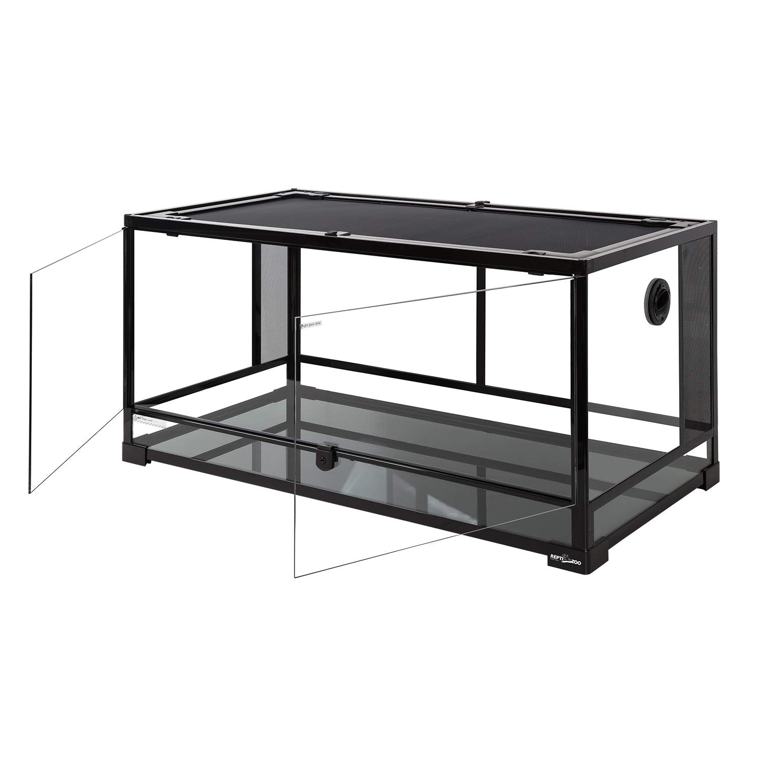 REPTI ZOO 50 Gallon tempered glass close-up highlights durable construction