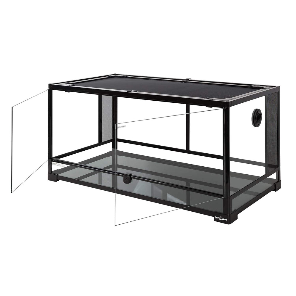 REPTI ZOO 50 Gallon tempered glass close-up highlights durable construction