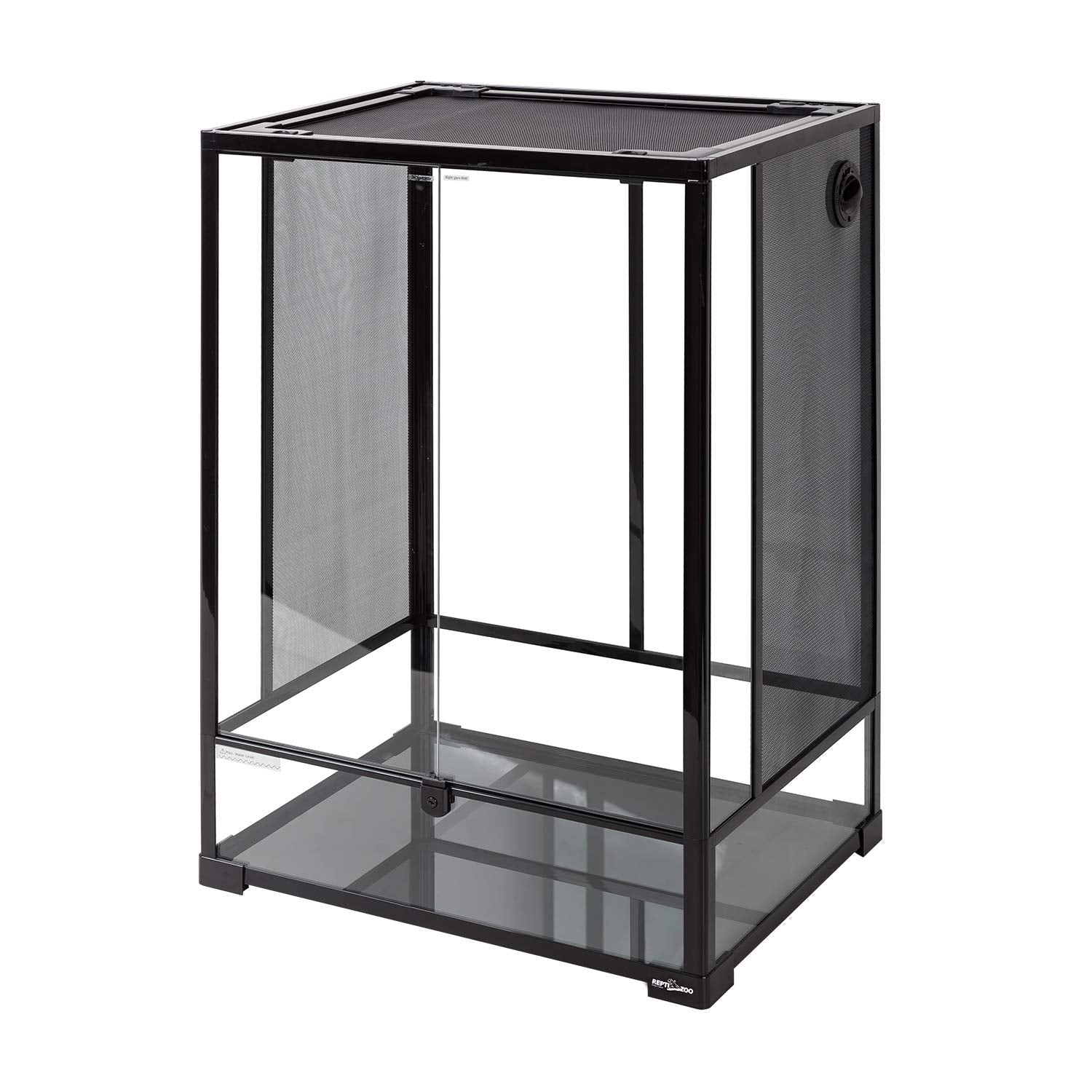 REPTI ZOO 67-gallon capacity graphic conveys spacious rainforest habitat for multiple species.