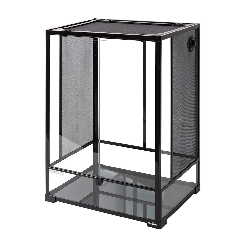 REPTI ZOO 67-gallon capacity graphic conveys spacious rainforest habitat for multiple species.