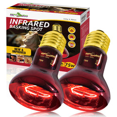 REPTI ZOO 75W heat lamp bulb assembly provides steady basking warmth.