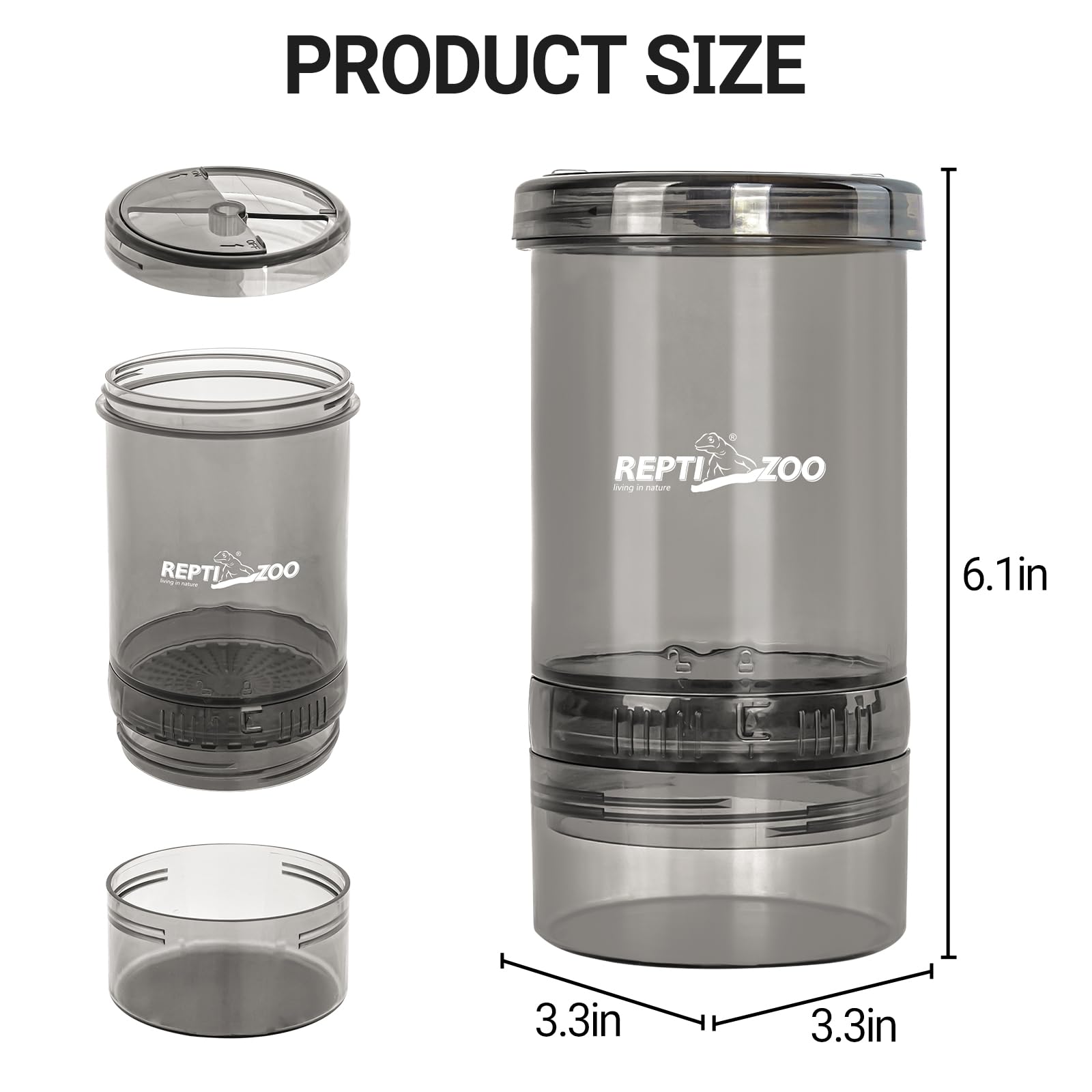 REPTI ZOO cricket calcium mixer with lid ventilation demonstrates safe escape-proof operation