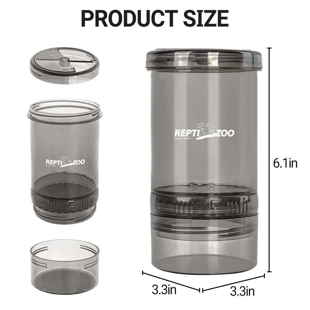 REPTI ZOO cricket calcium mixer with lid ventilation demonstrates safe escape-proof operation