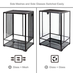 REPTI ZOO double hinge door image demonstrates secure access during care and handling.