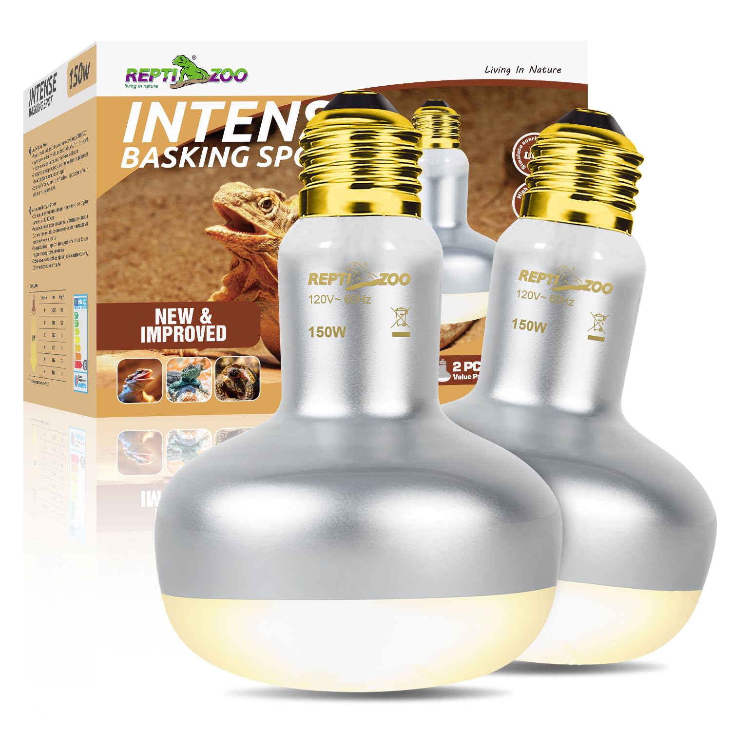 REPTI ZOO heat lamp 150W sunrise-style warmth for reptiles and brooders.