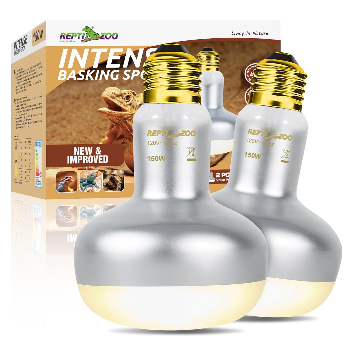 REPTI ZOO heat lamp 150W sunrise-style warmth for reptiles and brooders.