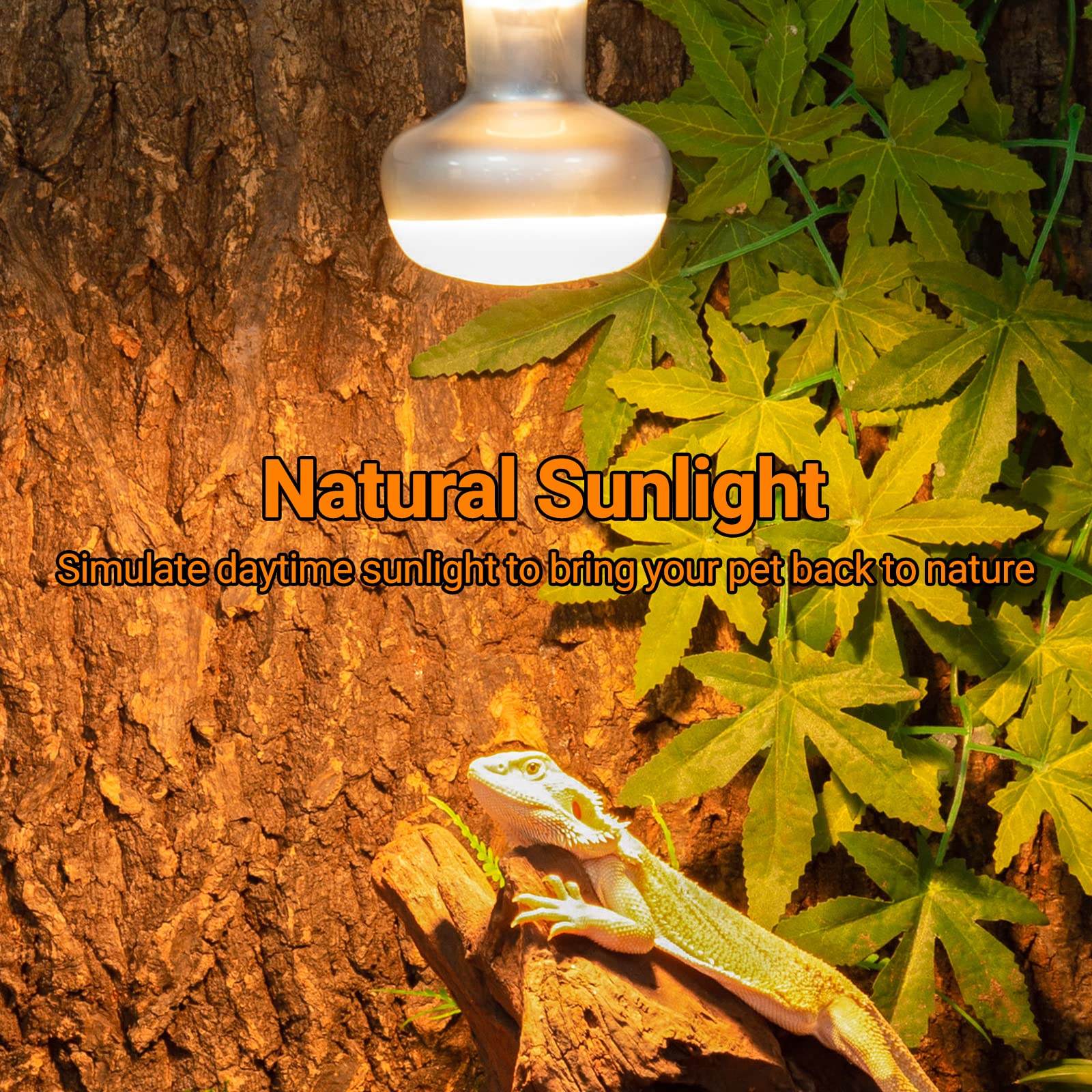 REPTI ZOO 75W heat lamp side view promotes natural heat cycle for reptiles in terrariums