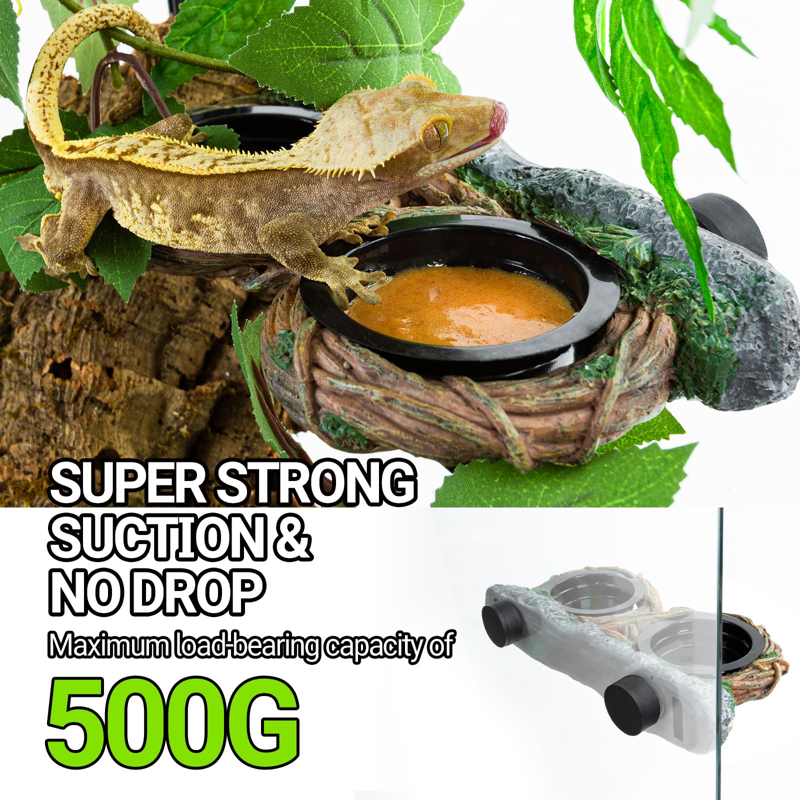 REPTI ZOO hollow vine food dish assembly showing natural trellis aesthetic.