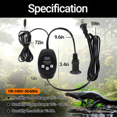 REPTI ZOO LED reading screen clearly displays current humidity for quick adjustments.