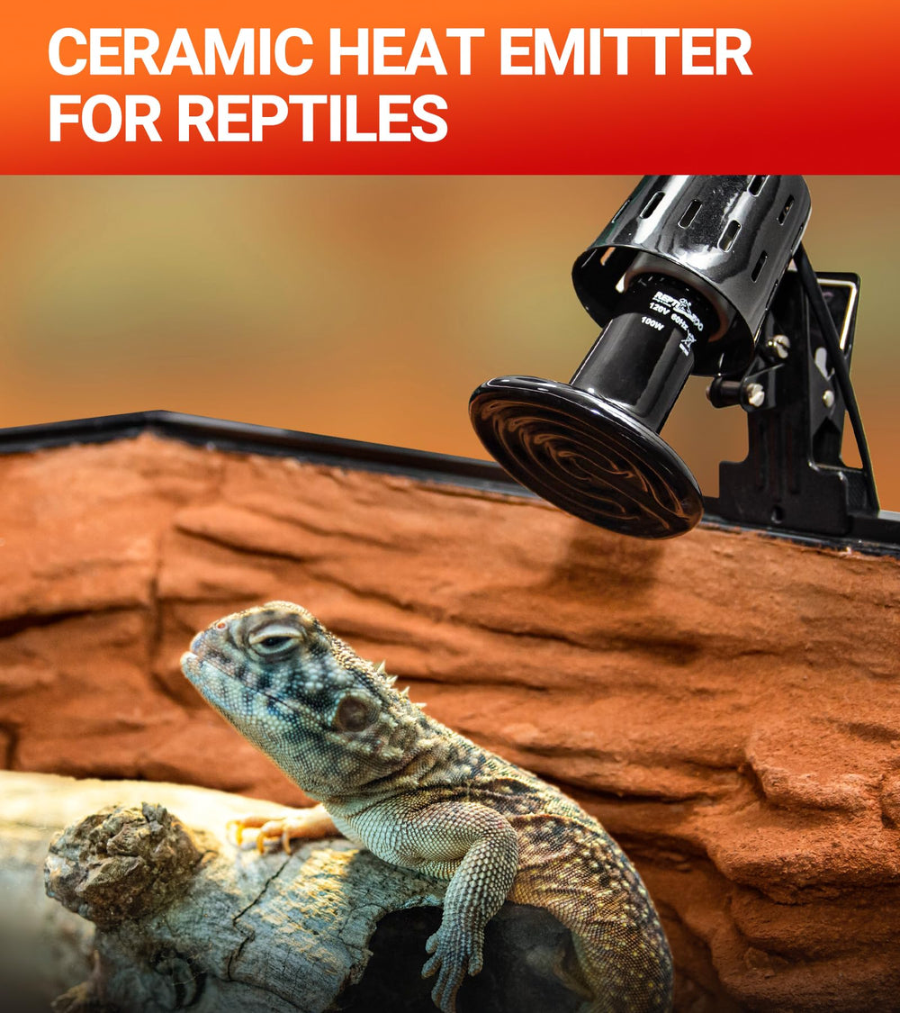 REPTI ZOO 10000-hour lifespan heat emitter in use for reliable heat