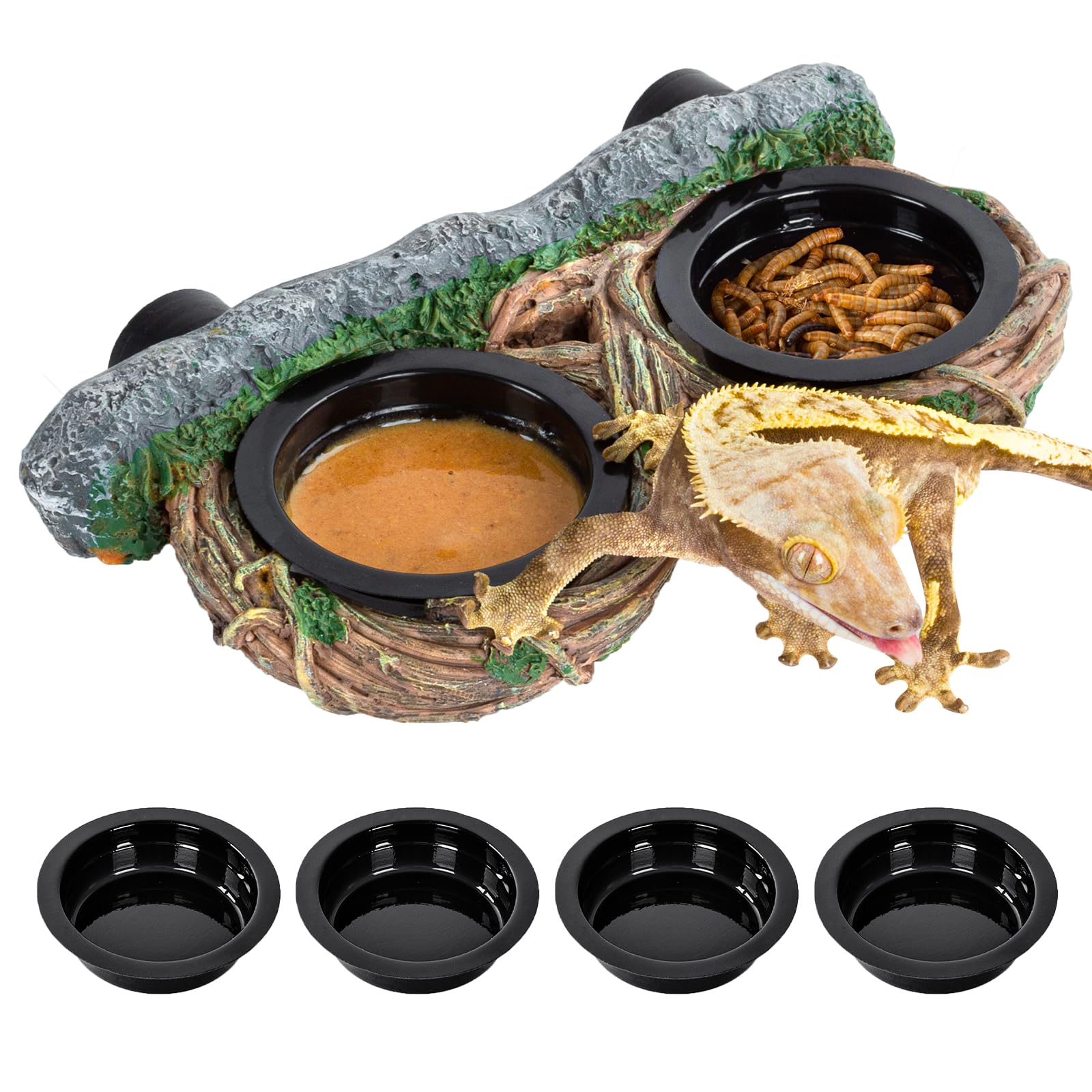 REPTI ZOO magnetic feeding ledge side view shows secure glass mounting for reptiles.
