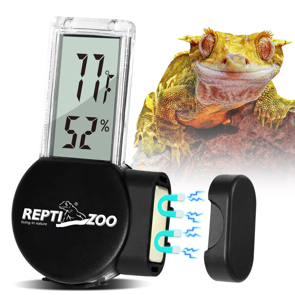 REPTI ZOO magnetic reptile thermometer mount offers secure terrarium attachment for continuous habitat monitoring.