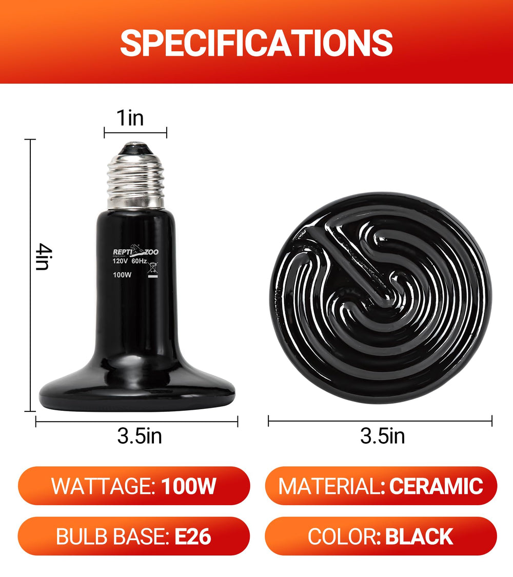 REPTI ZOO night heat lamp no-light design maintains pet rest