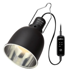REPTI ZOO reptile light fixture with timer in deep dome for broad basking coverage.