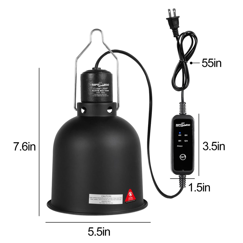 REPTI ZOO fixture timer showing UVB/UVA support for natural daylight replication.