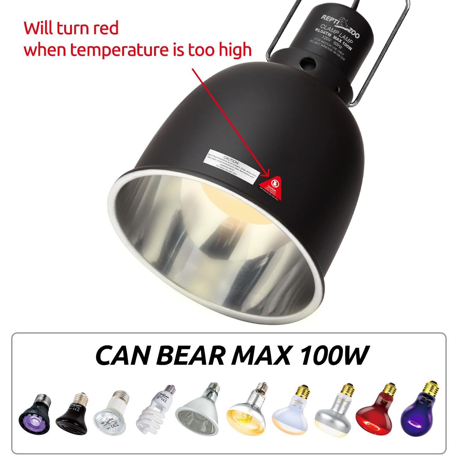 REPTI ZOO fixture top vents promote heat dissipation during long lighting sessions.