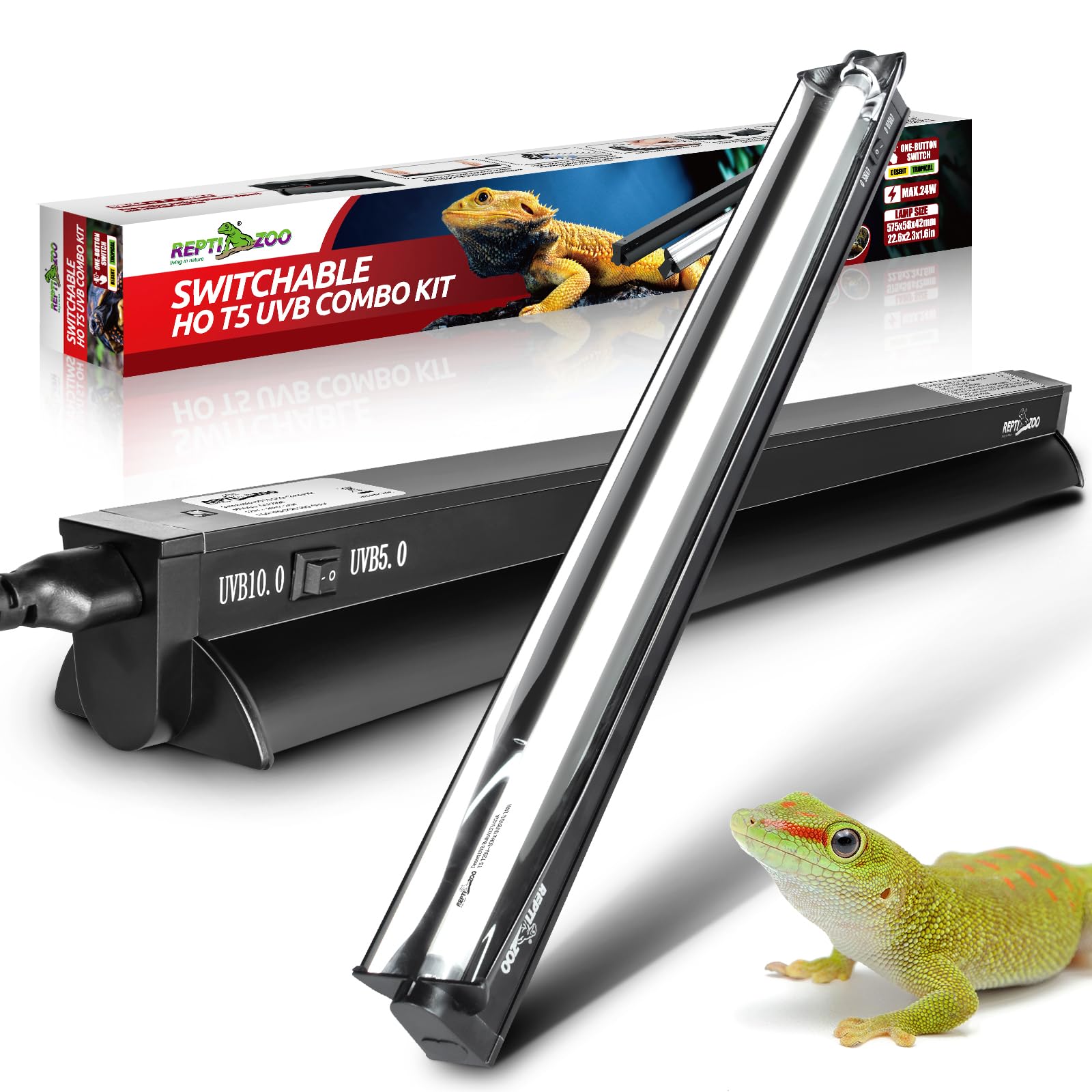 REPTI ZOO switchable UVB light desert mode providing basking UVB exposure