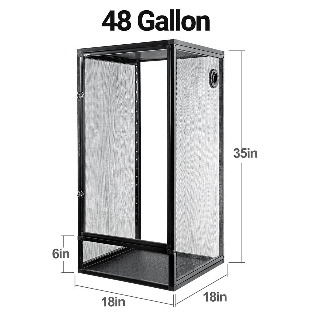 REPTI ZOO three-sided metal mesh top provides airflow and escape-prevention for arboreal dwellers.