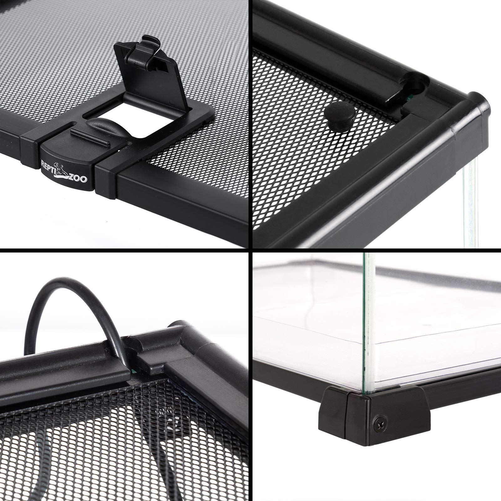 REPTI ZOO top screen ventilation closeup highlighting enhanced heat and UVB access