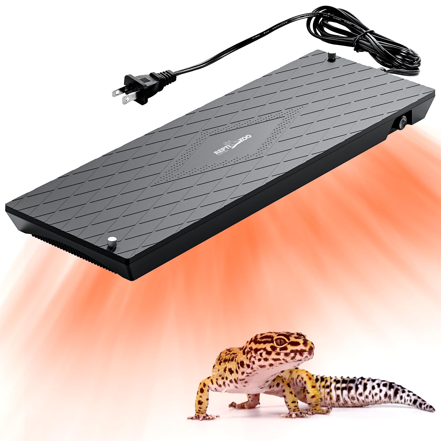 REPTI ZOO under-lid heat panel mounted for direct warmth in large terrariums.