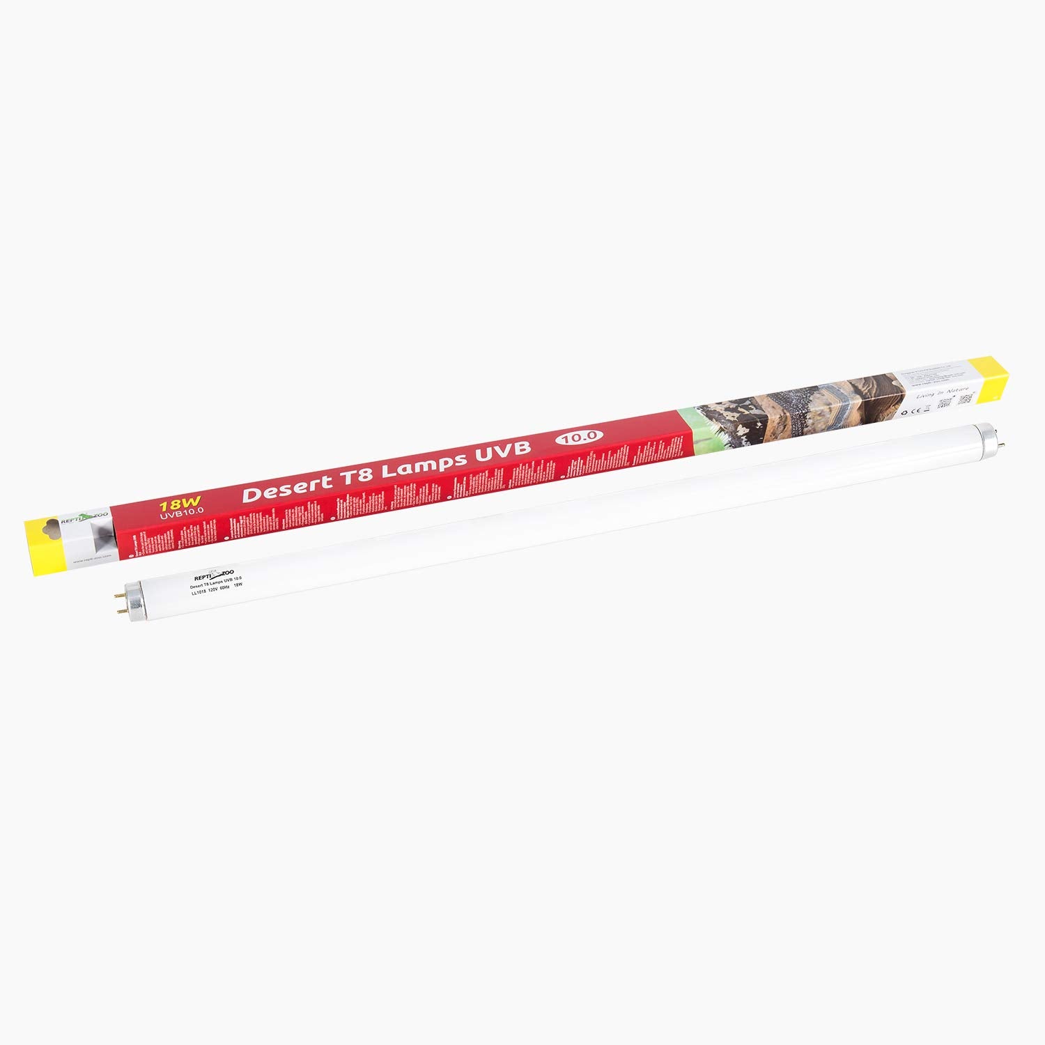 REPTI ZOO UVB lamp illuminated in enclosure supports regular UV exposure for reptiles.