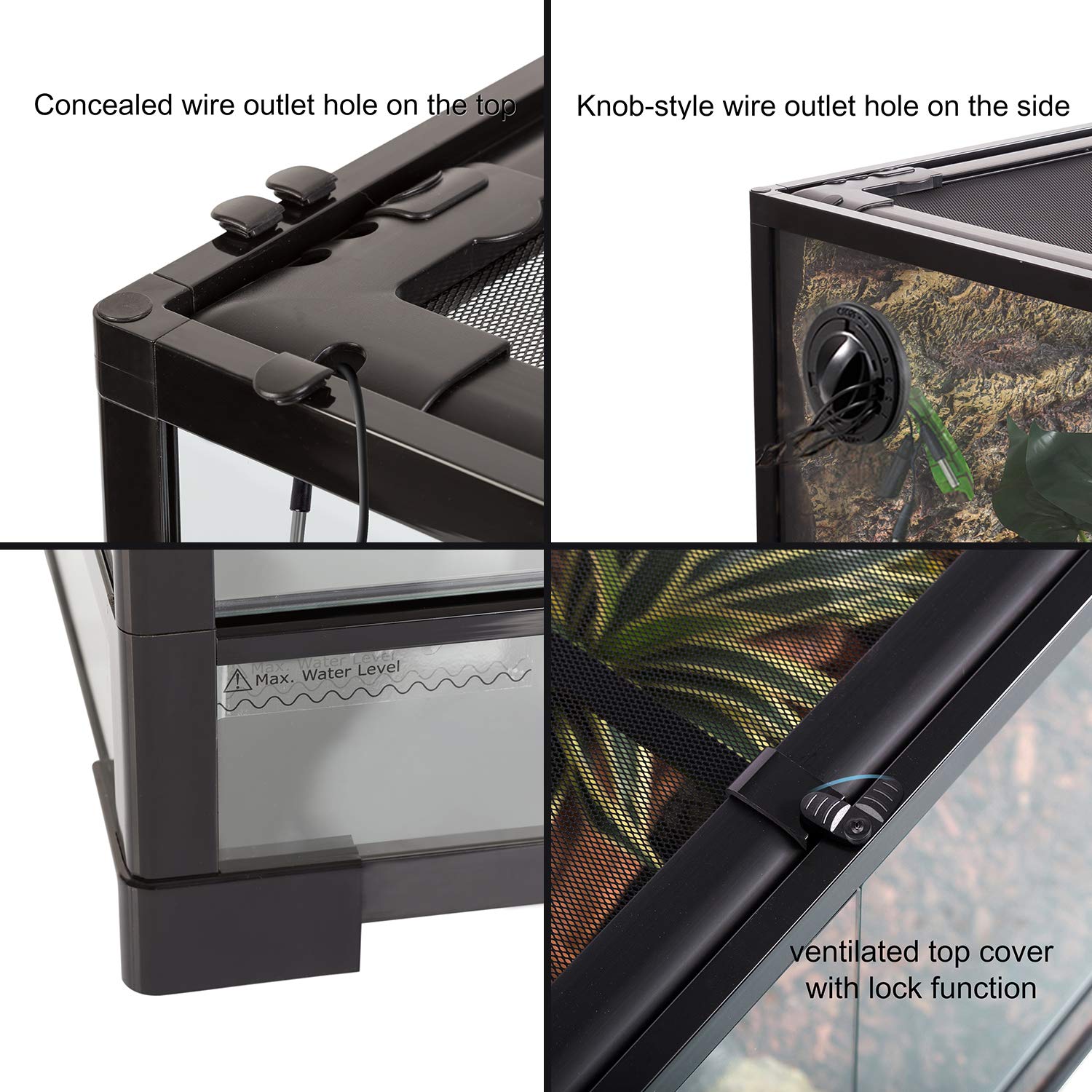 REPTI ZOO waterproof base ensures leak-free cleaning and substrate compatibility.