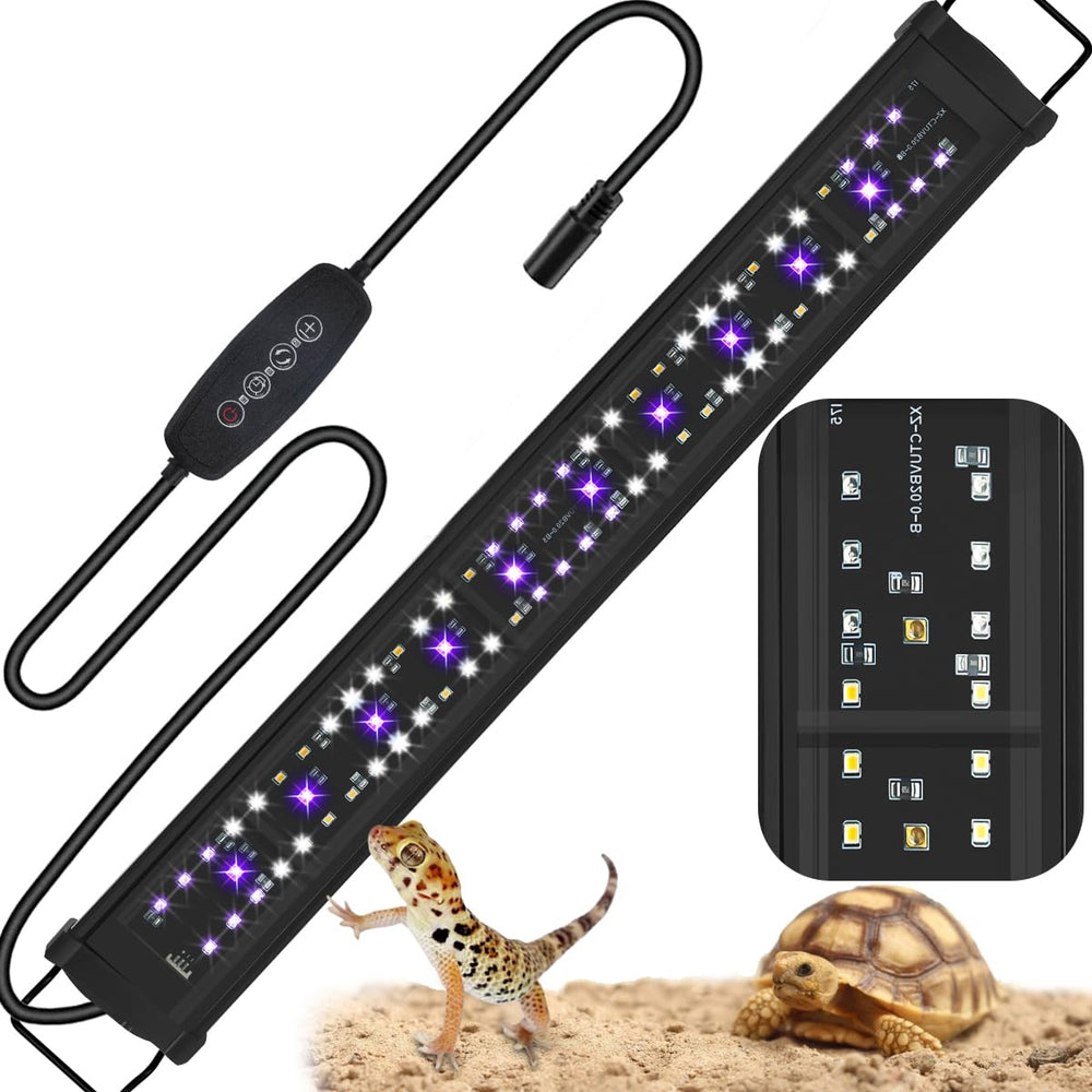 REPTIDLDB 22-inch LED UVB light fixture mounted on tank for healthy basking