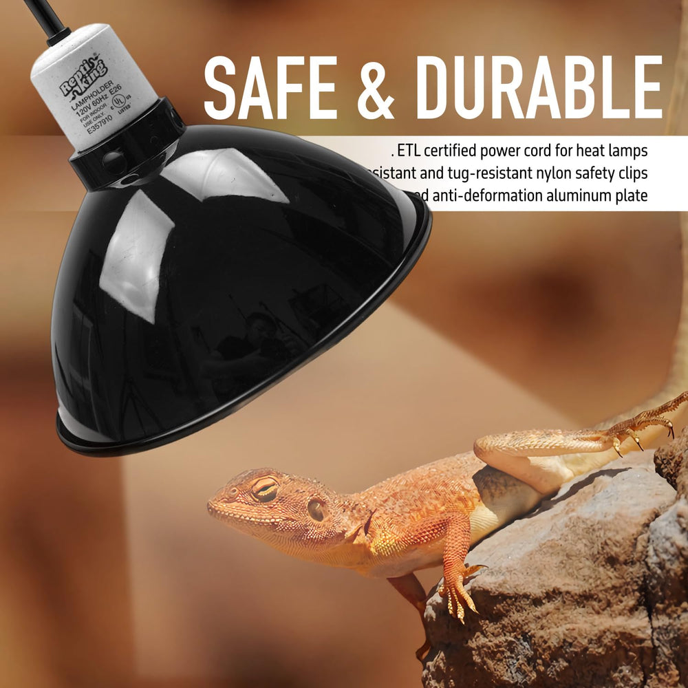 ReptiKing Reptile Dome 8-5-inch setup demonstrates flexible bulb compatibility for habitat lighting