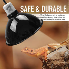 ReptiKing Reptile Dome 8-5-inch setup demonstrates flexible bulb compatibility for habitat lighting