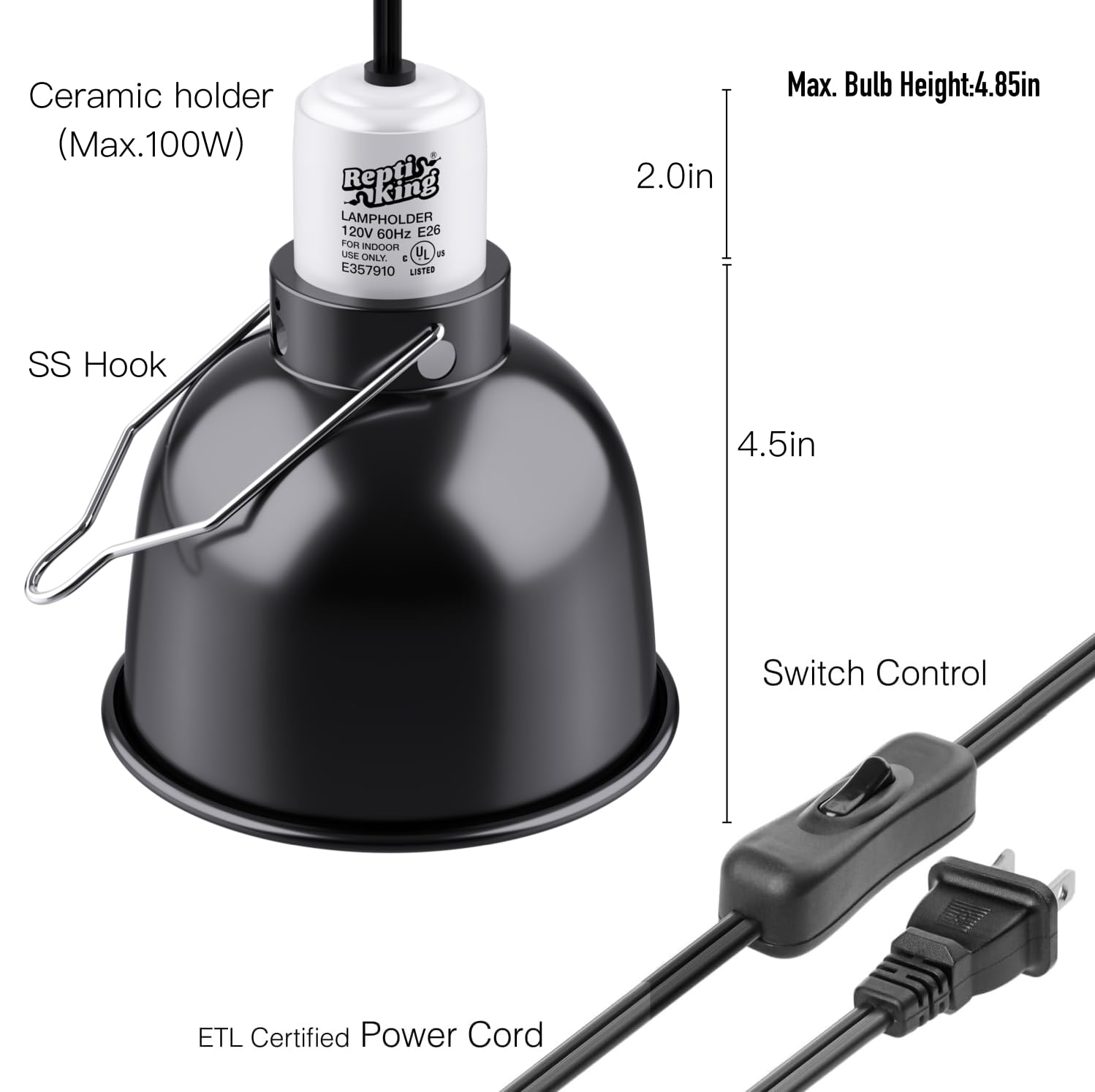 ReptiKing reptile light dome bulb compatibility supports multiple bulb types for flexible setups.